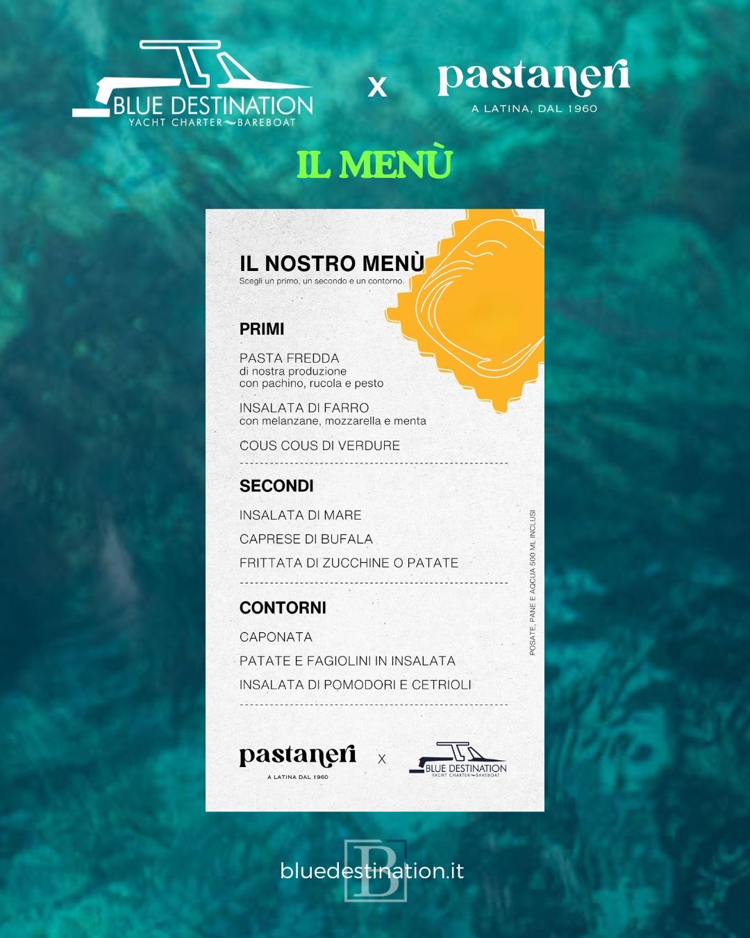I Menù di Pastaneri per Blue Destination